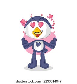 the penguin fallin love vector. cartoon character