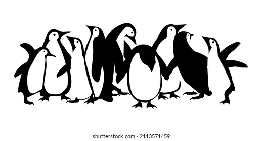  penguin family  in different poses set