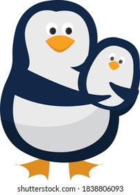Penguin family, illustration, vector on white background
