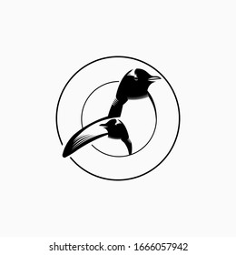 Penguin family logo. Vector design template.