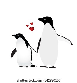 penguin family love,vector 
