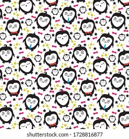 penguin family on a white background, pattern
