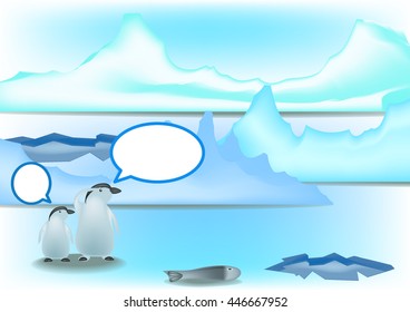  Penguin family And Speech bubbles.