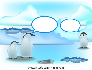  Penguin family And Speech bubbles.