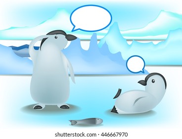  Penguin family And Speech bubbles.