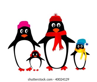 penguin family vector