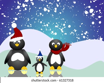 penguin family - vector