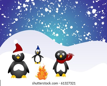 penguin family - vector