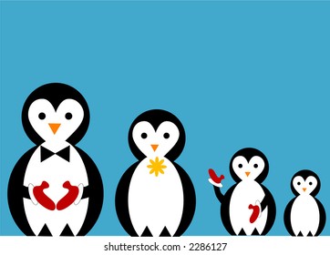 penguin famiy illustration