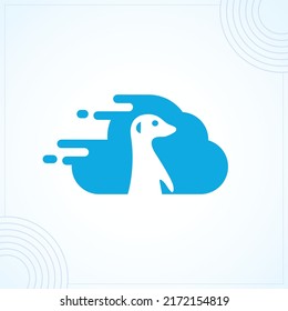 Penguin fast cloud technology modern creative premium logo design vector template
