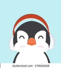  penguin fat with ear muffs vector