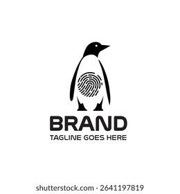 Penguin fingerprint logo design for security and brand identity