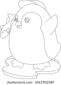 Penguin Fish Animal Vector Graphic Art Illustration