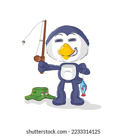 the penguin fisherman illustration. character vector