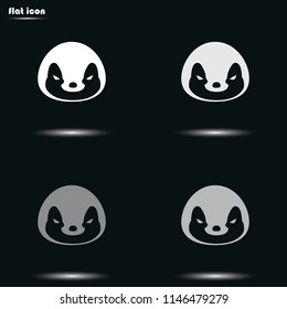 Penguin flat grayscale vector icon.