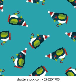 penguin flat icon, eps10 seamless pattern background