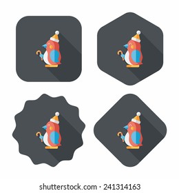 penguin flat icon with long shadow,eps10