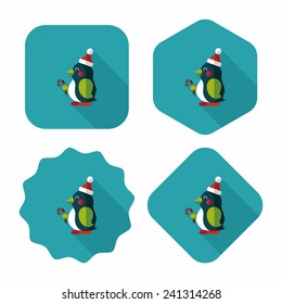 penguin flat icon with long shadow,eps10