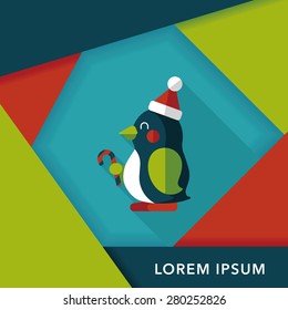 penguin flat icon with long shadow,eps10