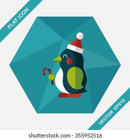 penguin flat icon with long shadow,eps10