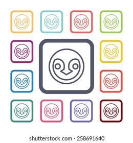 penguin flat icons set. Open colorful buttons 