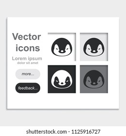 Penguin flat placed on web page template vector icon.