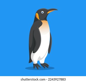 Penguin flat vector illustration isolated at blue background