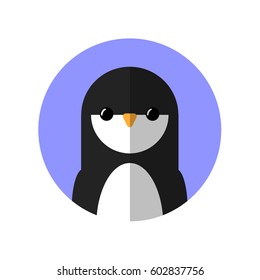 Penguin flat vector illustration. Penguin flat logo. 