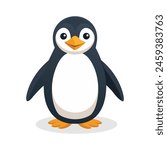 Penguin flat vector illustration on white background.