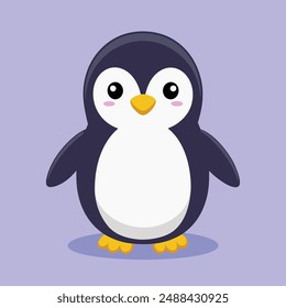 Penguin flat vector illustration on white background.