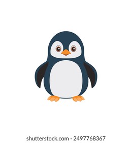 Penguin flat vector illustration on white background.