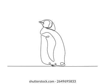 Pássaro sem voo pinguim desenham em um único esboço ilustração. Desenho de arte em linha contínua de Penguin.