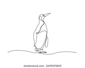 Pássaro sem voo pinguim desenham em um único esboço ilustração. Desenho de arte em linha contínua de Penguin.