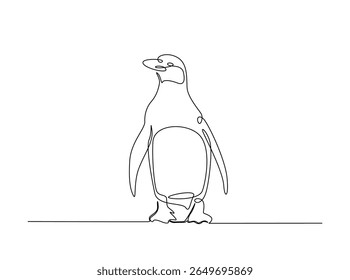 Pássaro sem voo pinguim desenham em um único esboço ilustração. Desenho de arte em linha contínua de Penguin.