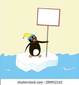 penguin floating on a piece of ice