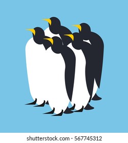 Penguin flock. Animal north pole. Bird Antarctica and Arctic
