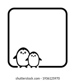 marco pingüino sobre fondo blanco