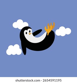 pinguim caindo livremente contra o vetor de gravidade design limpo e único mais recente ilustração