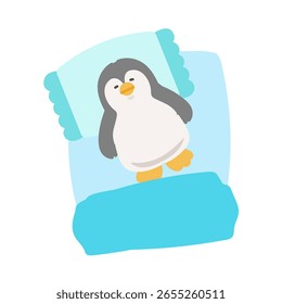 Material de ilustração em pinguim e futon