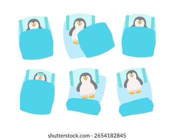 Conjunto de ilustrações Penguin e futon