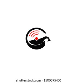 Penguin G Wifi with unique shape icon logo design, Simple color template design.