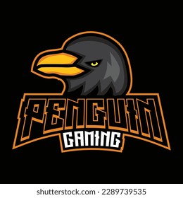 plantilla vectorial del logotipo de juegos de pingüinos, logotipo de esports, vida silvestre, animales	
