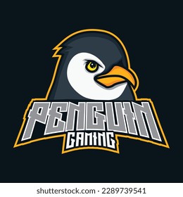 penguin gaming logo vector template, esports logo, wildlife, animals	
