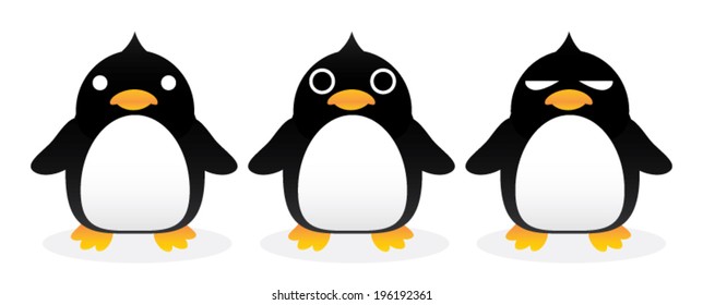 Penguin gang cartoon vector.