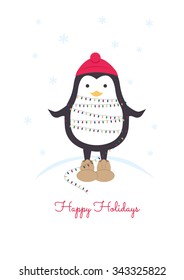 Penguin and garland