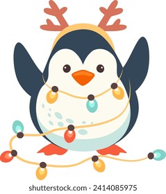 Ilustración de pingüino con vectores de garland