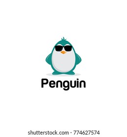 Penguin geek Logo Illustrartion Template.