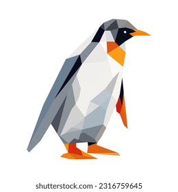 A penguin in geometric shape vector illustration. Polygonal penguin illustration.