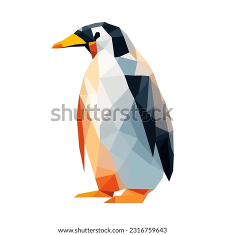 A penguin in geometric shape vector illustration. Polygonal penguin illustration.