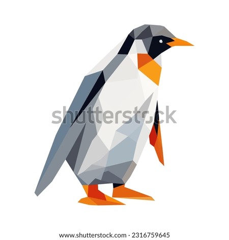 A penguin in geometric shape vector illustration. Polygonal penguin illustration.